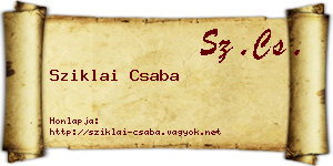 Sziklai Csaba névjegykártya